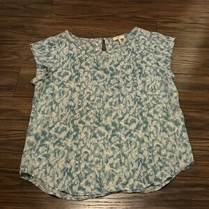 Joie Teal and White Patterned Blouse